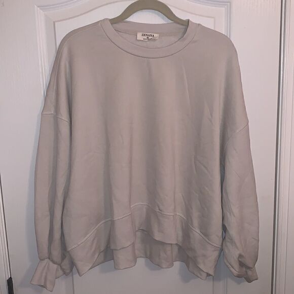New Zenana Take Me Away Sweatshirt Bone XL super soft oversized Bone color - Picture 6 of 7